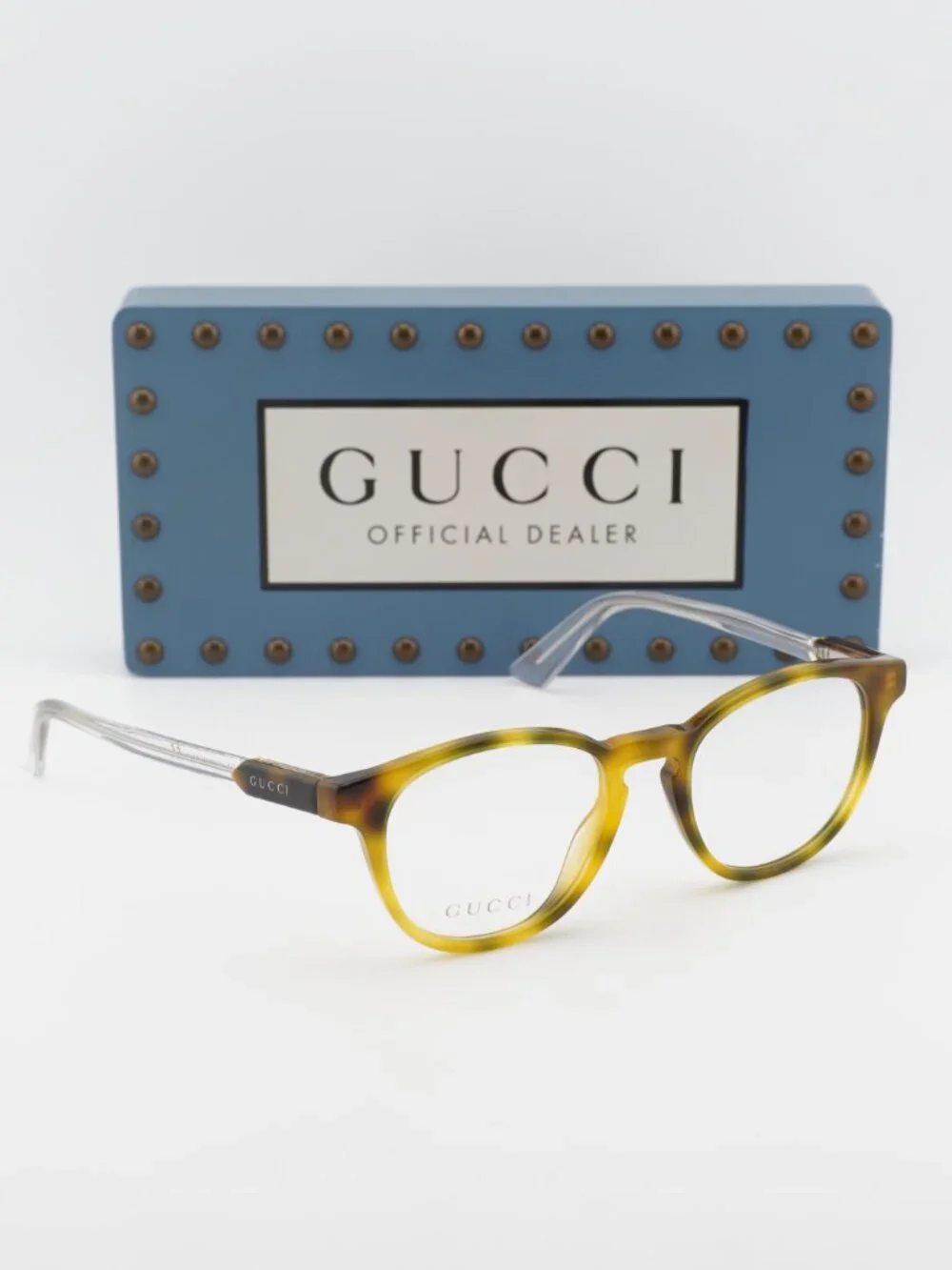 Gucci GG0491O 003 Round Eyeglasses 49mm - Havana / Transparent